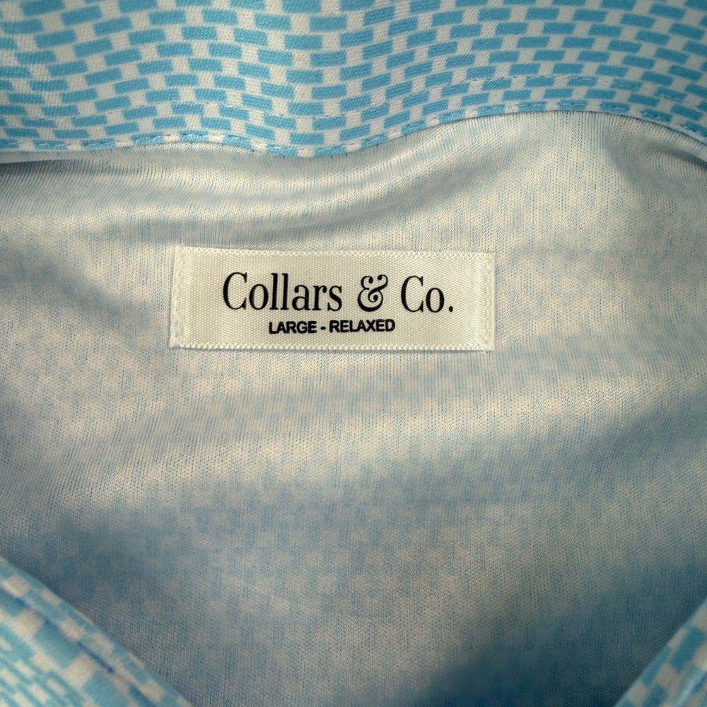 Collars & Co Mens Size Large Relaxed Polo Shirt Sky Blue Vantage Performance NEW - Picture 3 of 6